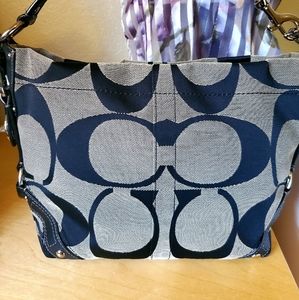 COACH ☆ soft gray and black nylon shoulder bag